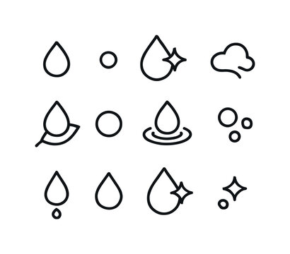 Tiny Drops Icons Grid. Tiny Drops. Line icon set of Tiny Drops: