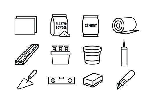 Dry Construction Icons. Dry