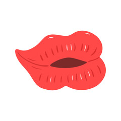 Red Full Lips Pouting Kiss Element