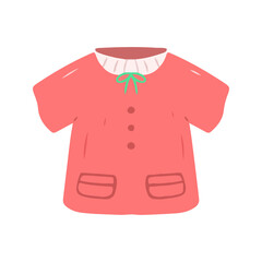 Cartoon Cute Pink Dress With Green Bow Clothing