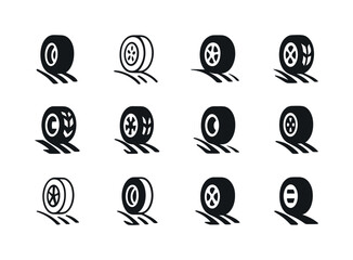 Spinning Wheel Logos. Spinning wheels out of control. Icon set.
