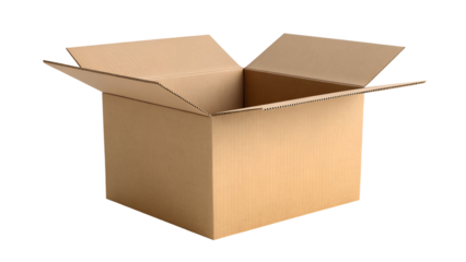 Empty Open Brown Cardboard Shipping Box on White Background