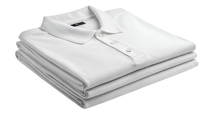 Stack of Three Folded White Polo Shirts - Apparel and Clothing Mockup