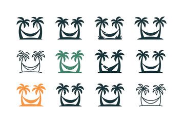 Tropical Beach Logos. Tropical Beach. Icon set. Set Logo of Trop