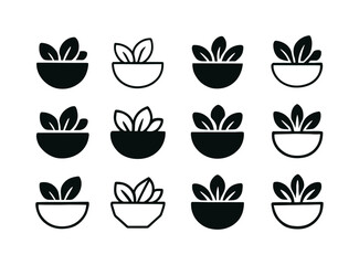 Salad Bowl Logos. Dietary Habits. Icon set. Set Logo of Dietary