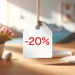 Karteczka minus 20% promocja wyprzedaż metka