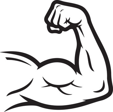 Strong bicep muscle flexing arm outline icon vector illustration