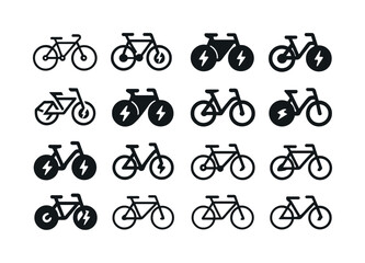 Obraz premium Electric Bicycle Icons. Electric bicycles. Icon set. Set Logo of