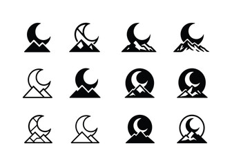 Fototapeta premium Moon Logo Variations. Moon. Icon set. Set Logo of Moon: moon ove