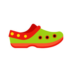 Vector Clip Art Crocs Style Shoe on White Background for Web and Graphic Design
