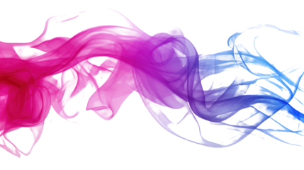 Bright blue and magenta smoke swirls high resolution on transparent background