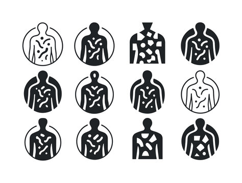 Microbiome Icon Set. The exploration of the human microbiome. Ic