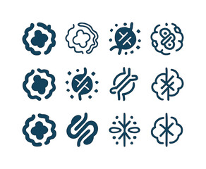 Microbiome Exploration Icons. The exploration of the human micro