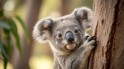 Cute Koala Smiling Close Up Wildlife Portrait