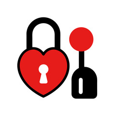 vector clip art lock and key heart on white background for web and graphic design