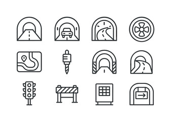 Subterranean Roads Icons. Subterranean Roads. Line icon set of S