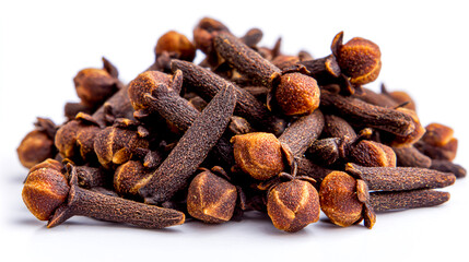 Obraz premium A pile of fresh cloves on a white background