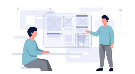 Team Collaboration Sketch of Designers Working on Wireframes