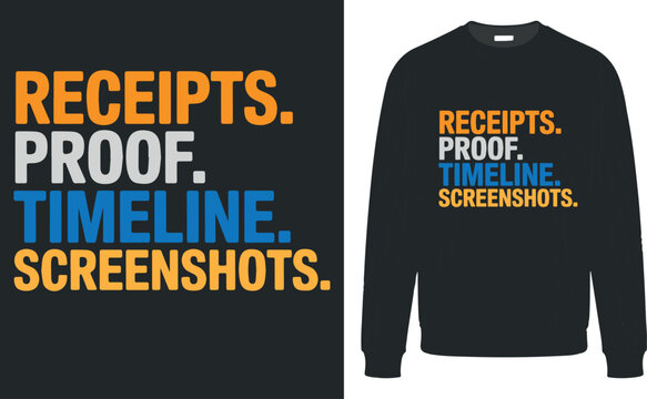 Receipts proof timeline screenshots text on black background