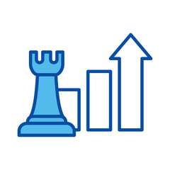 Business Strategy In Blue Style, Vector Illustration