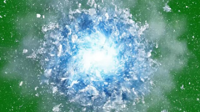 Dynamic ice water explosion vfx magic spell green screen action element