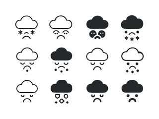 Weather Mood Icons. how weather affects mood. Icon set. Set Logo