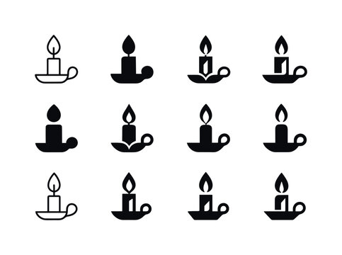 Candle Logo Variations. Candle Light. Icon set. Set Logo of cand