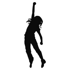 Happy Child Jumping Silhouette with Raised Arms