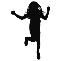 Happy Child Jumping Silhouette with Raised Arms