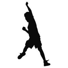 Happy Child Jumping Silhouette with Raised Arms