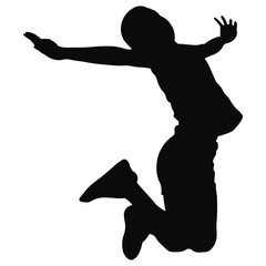Happy Child Jumping Silhouette with Raised Arms