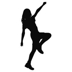 Happy Child Jumping Silhouette with Raised Arms