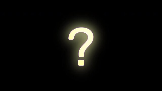 Yellow neon question marks blinking on dark background, glowing symbols that create mystery, curiosity, and strong modern visual impact.