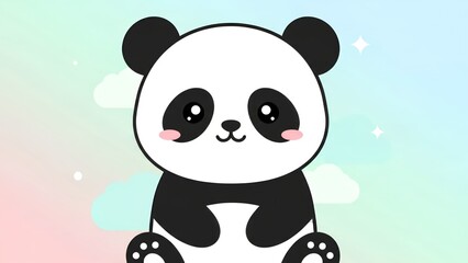 Naklejka premium Cute flat panda illustration in soft pastel style