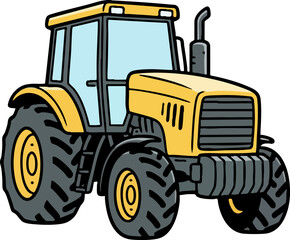 Fototapeta premium Agricultural farming heavy duty yellow tractor vehicle