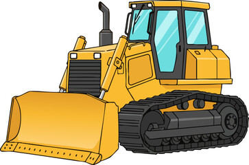 Yellow Front End Loader Construction Vehicle Illustration
