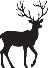 Fototapeta premium A black silhouette of a deer against a white background.