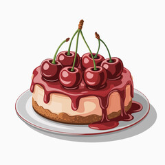 A mouthwatering cheesecake adorned with fresh cherries, creating an inviting and delightful dessert. The rich colors and tempting toppings make it an undeniable treat for dessert lovers.