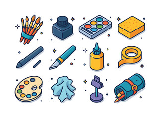Colorful Art Tools Icons. Artist