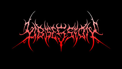 Obsession lettering typography vector in symmetrical shapes dark metal style for streetwear, t-shirt print apparel, sticker, poster, band name logo and more © Artmoreink