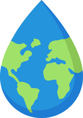 earth in water droplet icon, flat minimal vector design for eco and climate themes