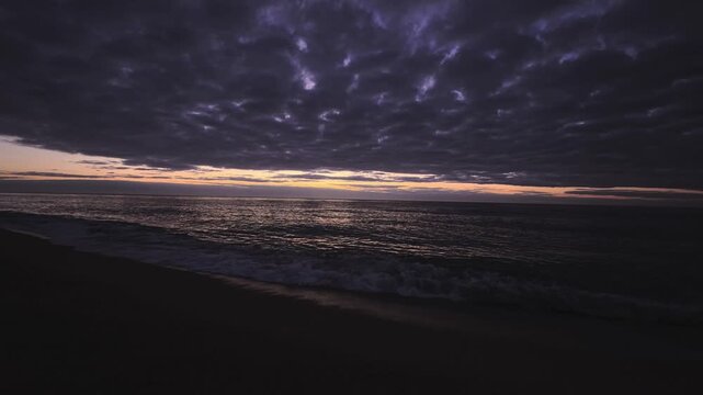 Textured Cloud Ceiling Over Calm Sea at Dawn in Arenys Coast