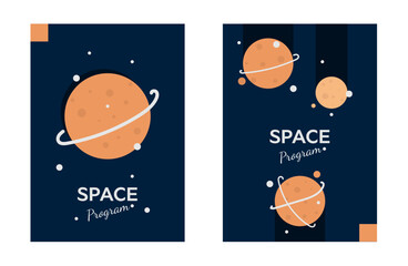 Space Themed with Geometry Style Poster for Design Element