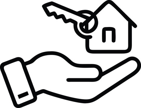 Real Estate Handover Icon Hand Holding House and Key Property Ownership Vector Illustration