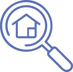 Obraz premium Property Search Icon House Magnifying Glass Real Estate Inspection Vector Illustration