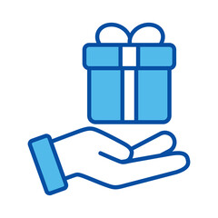 Gift Box Delivery Icons In Blue Style, Vector Illustration 