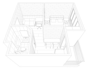 Fototapeta premium 3D illustration of interior project 