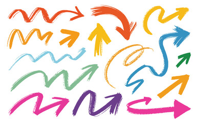 Obraz premium A variety of hand-drawn arrows in vibrant colors.
