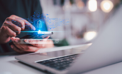 Cyber security internet network data privacy concepts. secure access to user personal information, cybersecurity, secure Internet access, information security and encryption.