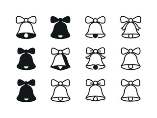 Holiday Bell Icons. Holiday greeting. Icon set. Set Logo of holi